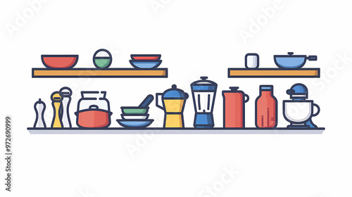 Wallpaper Mural A simple vector icon illustration depicting the group of kitchenware items at center for a website isolated white background Torontodigital.ca