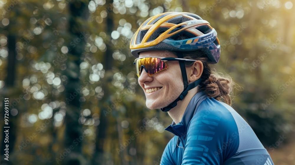 A woman cycling through the rugged mountain forest, conquering the steep path with determination. A woman cycling through the rugged mountain forest, conquering the steep path with determination.