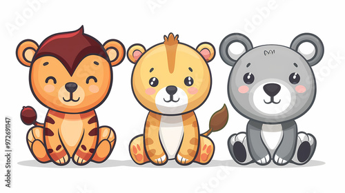 A simple vector icon illustration depicting the group of Animal items at center for a website isolated white background