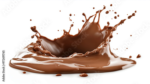 one single hazelnut chocolate paste splash isolated on white background