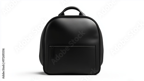 Stylish black leather backpack with a front pocket, perfect for daily use or school activities