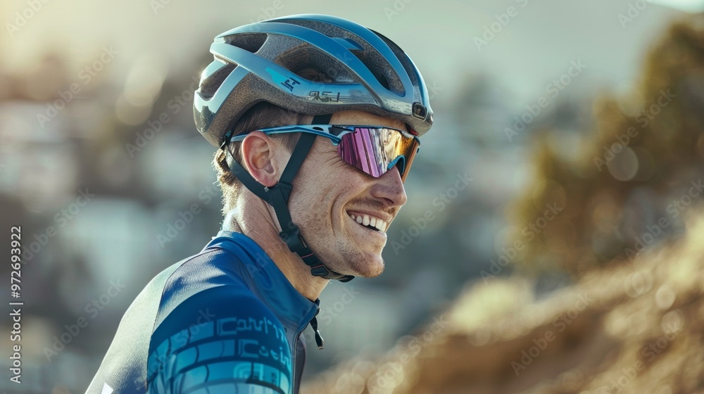 Man on a bike cycling through an urban landscape with tall buildings in the background. Man on a bike cycling through an urban landscape with tall buildings in the background.