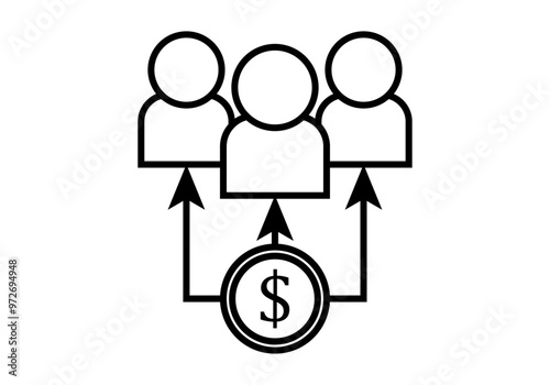 Icono negro de dividendos de ganancias en dólar