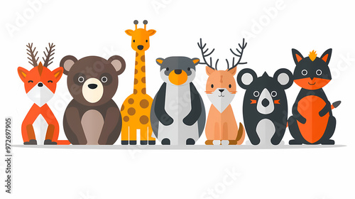 A simple vector icon illustration depicting the group of Animal items at center for a website isolated white background