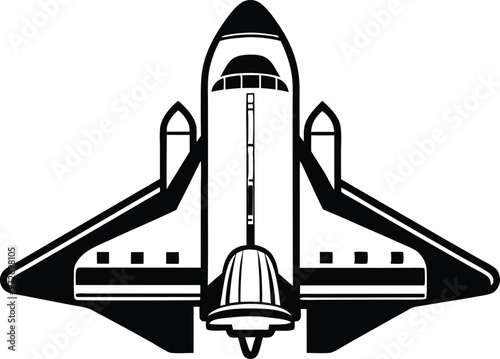 Space shuttle silhouette Vector Icon, Illustration Isolated on white background.