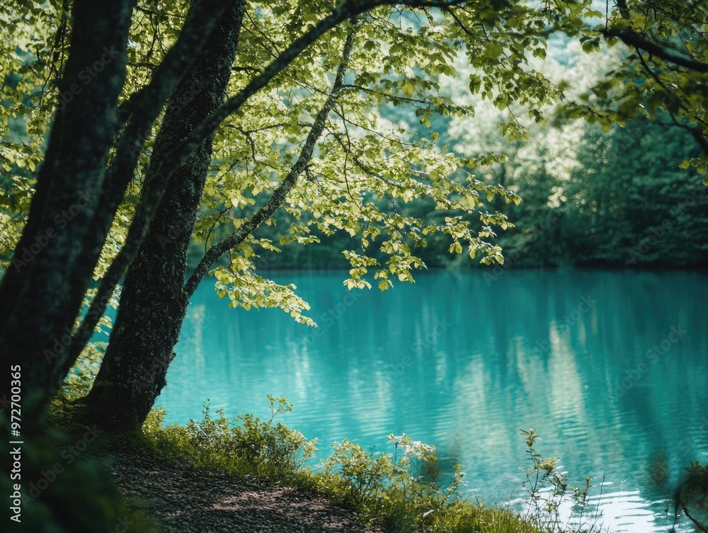 Obraz premium Peaceful Lakeside Scenery
