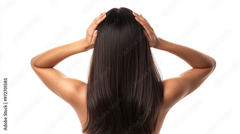 back view woman with healthy hair