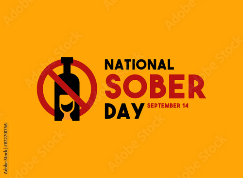 National Sober Day. September 14. Yellow background.