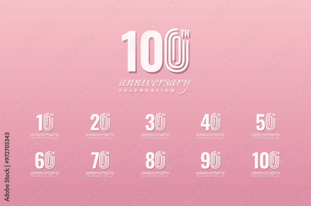 100 Th Anniversary Celebration Number Vector Design Collection 100 Th Anniversary Celebration Number Vector Design Collection