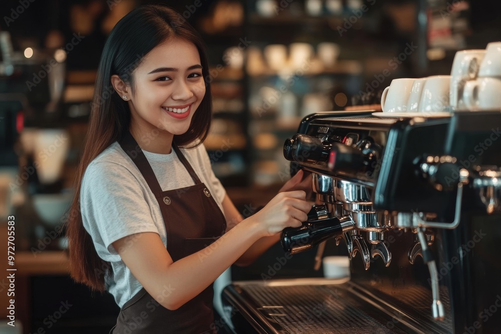 Barista Making Coffee at a Cafe Barista Making Coffee at a Cafe