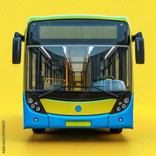 Futuristic Electric Buses, Yellow Background