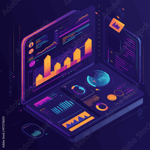Automated Investing App Isometric Illustration