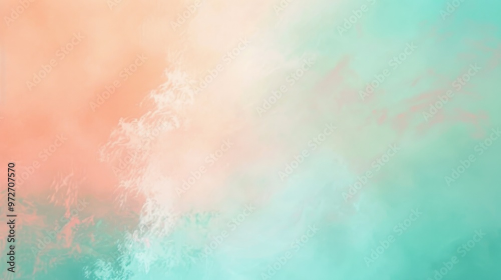 Obraz premium A painting of a beach with a blue and pink sky
