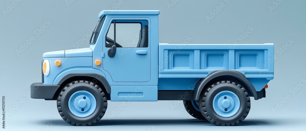 Toy Truck Image | 3D Model Vehicle, Blue and White Color Toy Truck Image | 3D Model Vehicle, Blue and White Color
