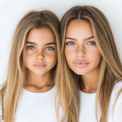 Mother And Teen Daughter Isolated