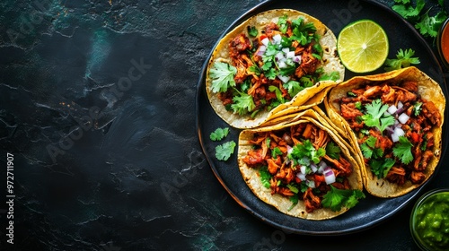 Mexican Taqueria with Colorful Tacos al Pastor photo