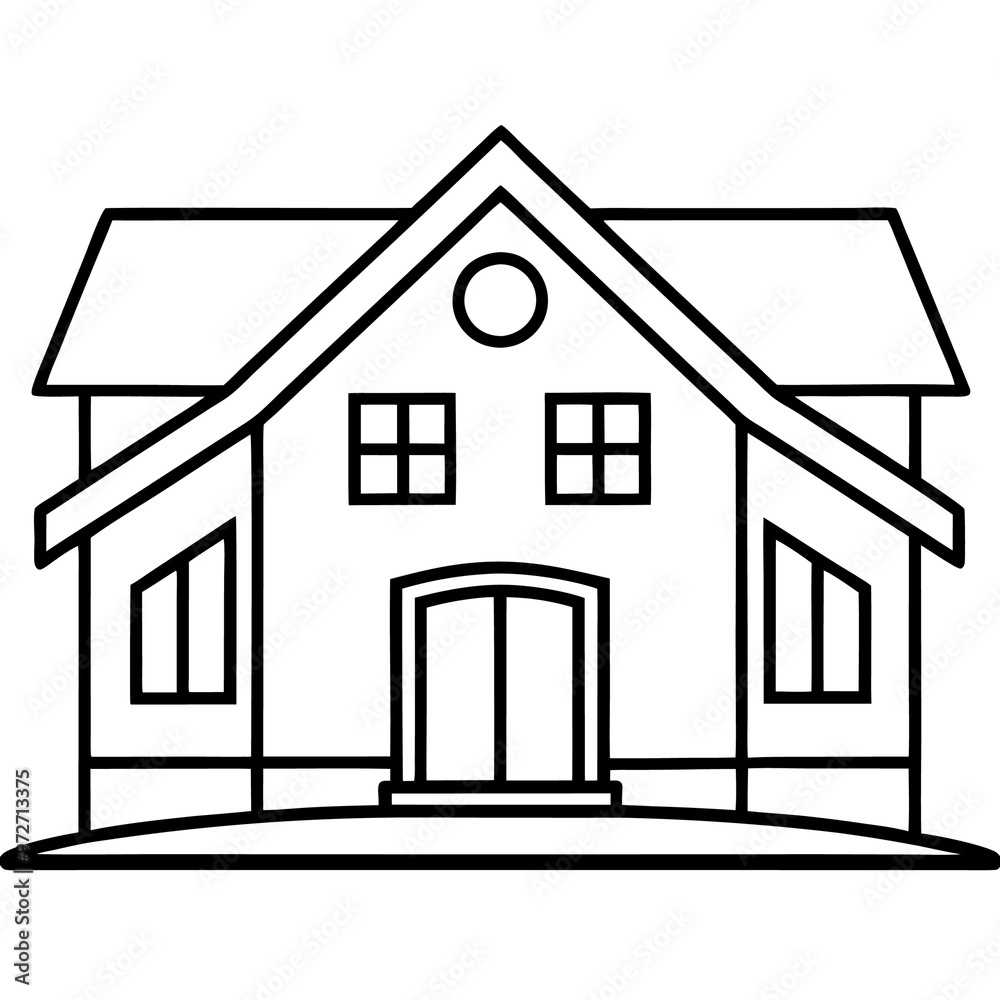 beautiful house icon outline coloring book page line art drawing beautiful house icon outline coloring book page line art drawing