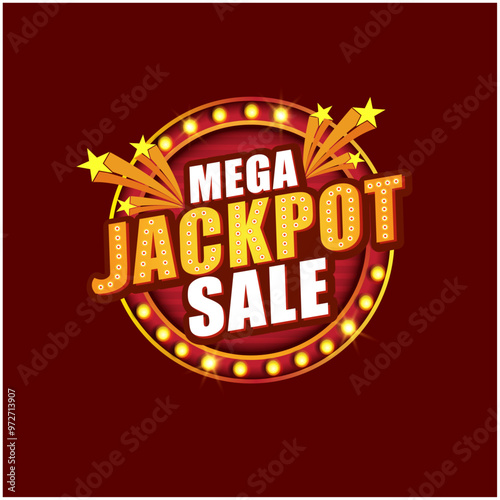 Jackpot Sale 3d Retro Lights Logo. Advertising, Marketing Offers, Promotional Logo Unit Vector Illustration