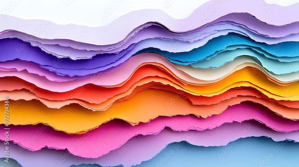 Abstract Colorful Paper Layers in Wavy Pattern. Abstract Colorful Paper Layers in Wavy Pattern.