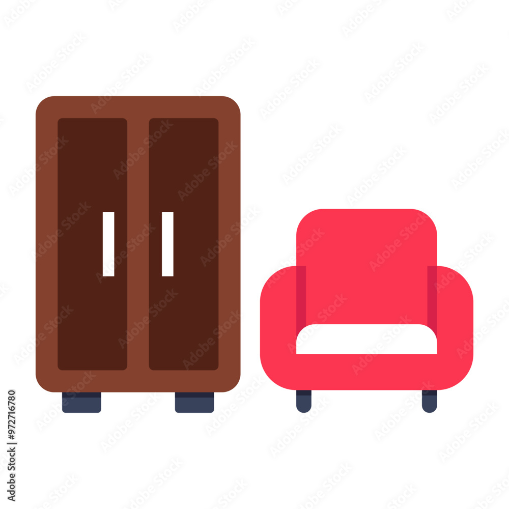 Conceptual flat design icon of almirah Conceptual flat design icon of almirah
