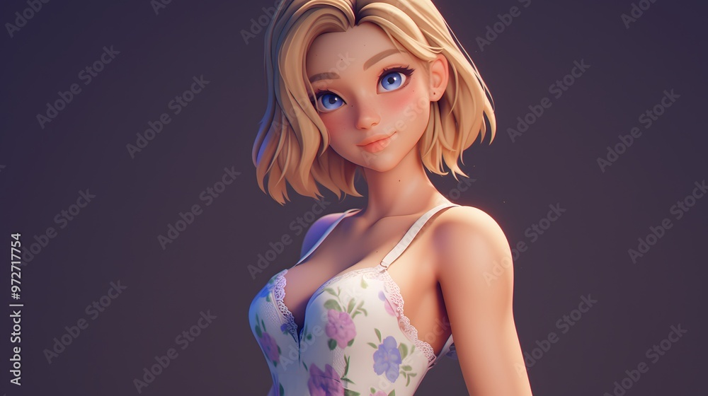 Naklejka premium Beautiful Blonde Woman with Blue Eyes.