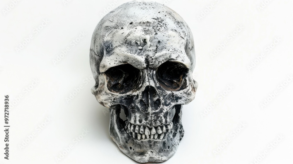 A white skull with a black eye and a black nose A white skull with a black eye and a black nose