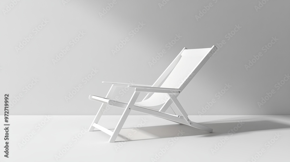 Blank white folding beach chair mock up, side view Blank white folding beach chair mock up, side view