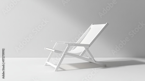 Blank white folding beach chair mock up, side view