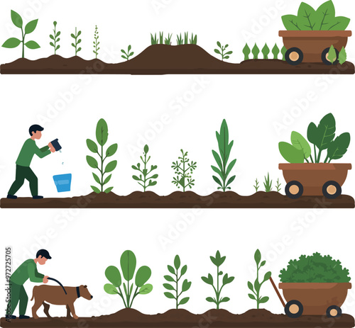 Farming and Growth Stages Illustration