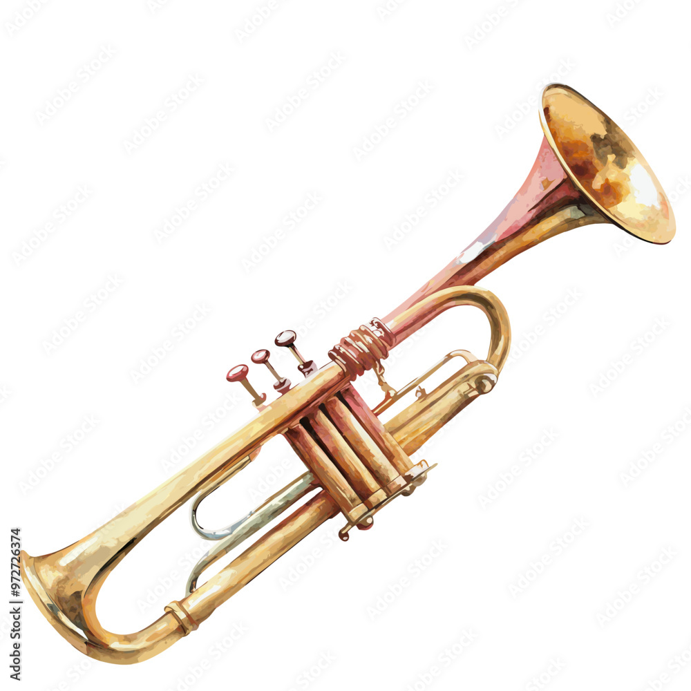 Obraz premium Watercolor Illustration of a Single Trumpet