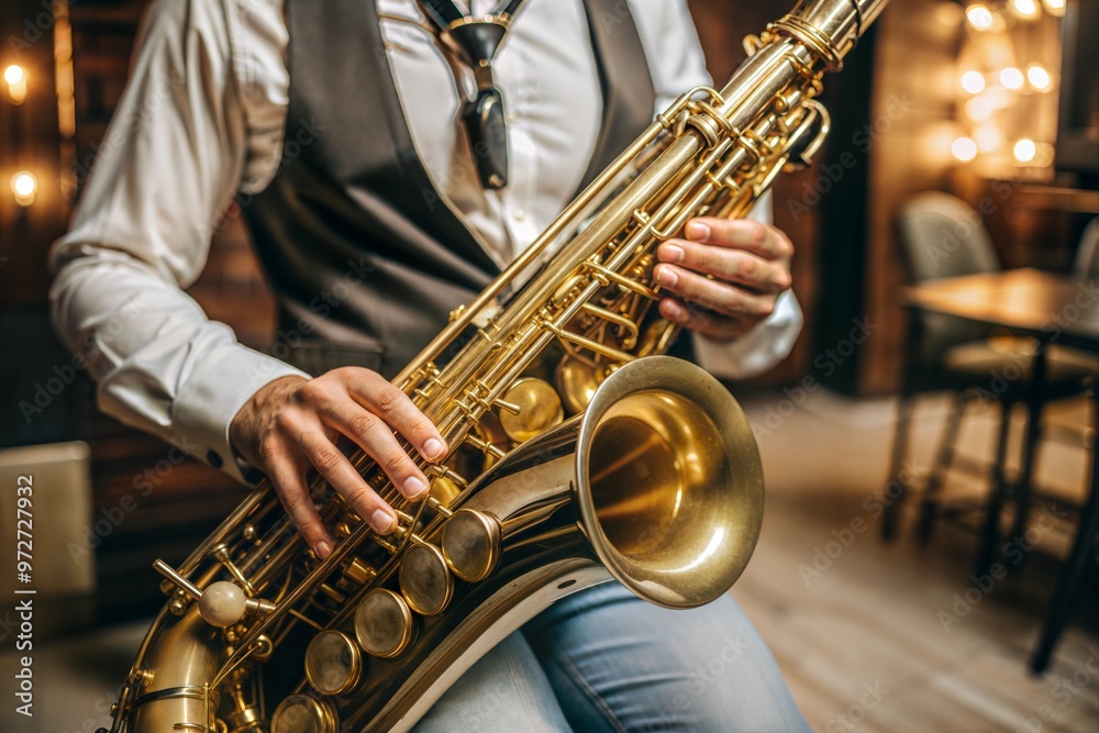 Naklejka premium Saxophone Player Performing on Stage