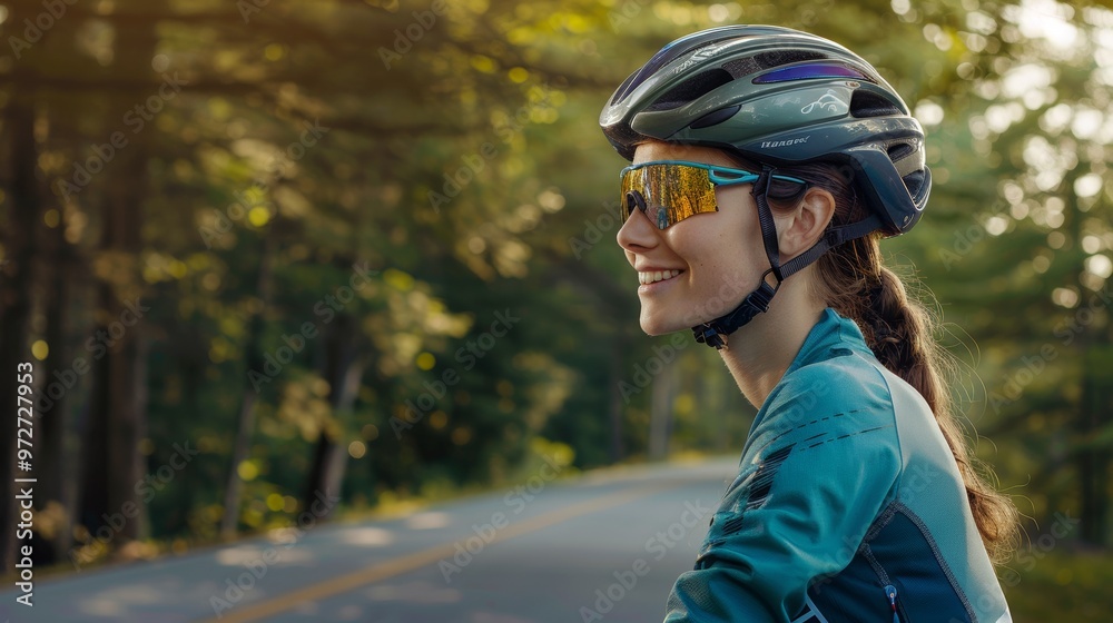 A woman cycling through the rugged mountain forest, conquering the steep path with determination. A woman cycling through the rugged mountain forest, conquering the steep path with determination.