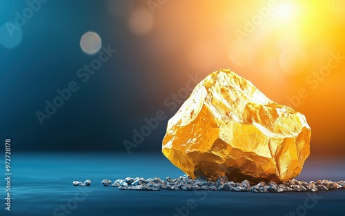 Close-Up Gold Nugget on Soil - High Detail, Natural Light