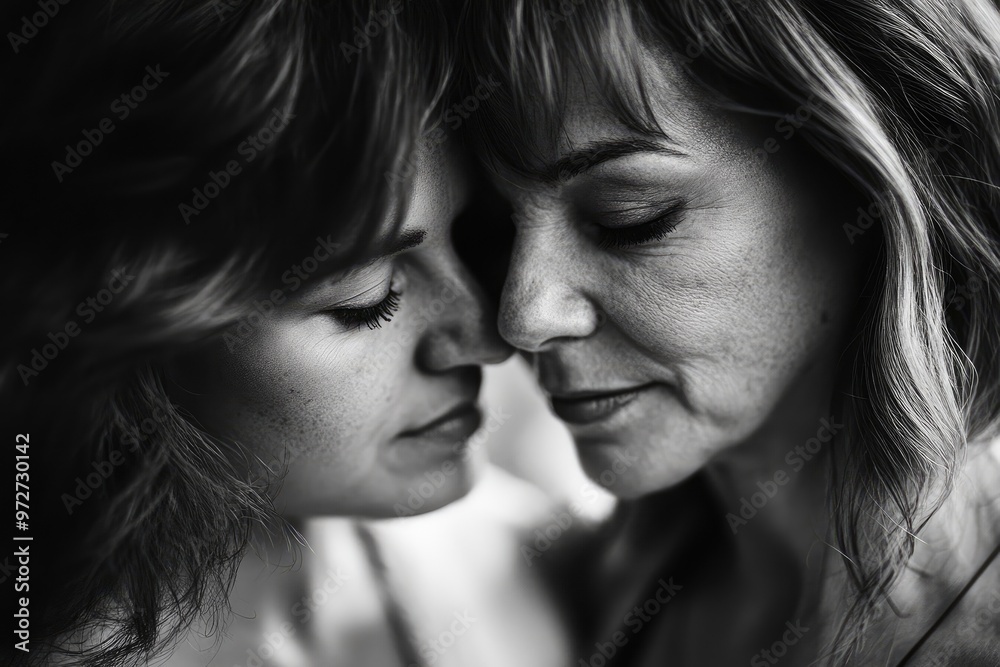 Mother and daughter sharing a moment of tenderness and love Mother and daughter sharing a moment of tenderness and love