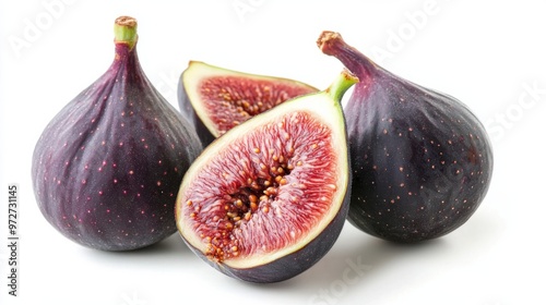 Fig fruits fig cross cut isolated on white background. File contains clipping path. photo