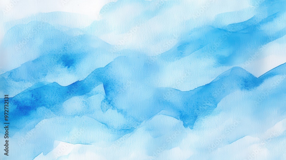 Obraz premium Soft blue watercolor waves flowing across a textured background in an abstract composition showcasing tranquility and calmness
