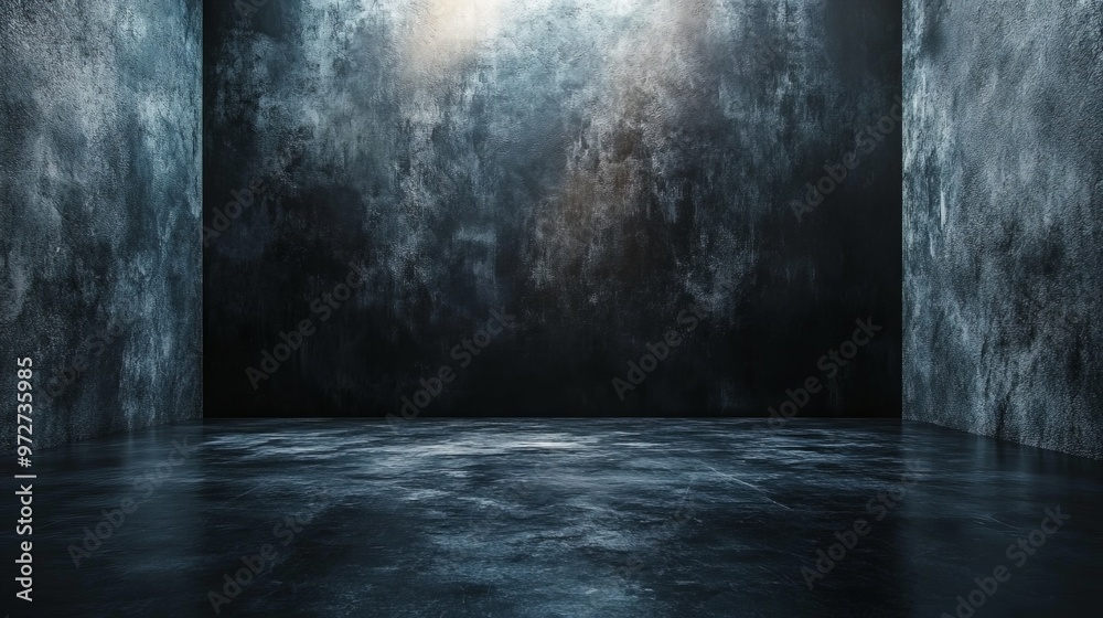Photo studio with black backdrop, professional lighting, Concrete flooring. Dark atmosphere photography concept. Photo studio with black backdrop, professional lighting, Concrete flooring. Dark atmosphere photography concept.