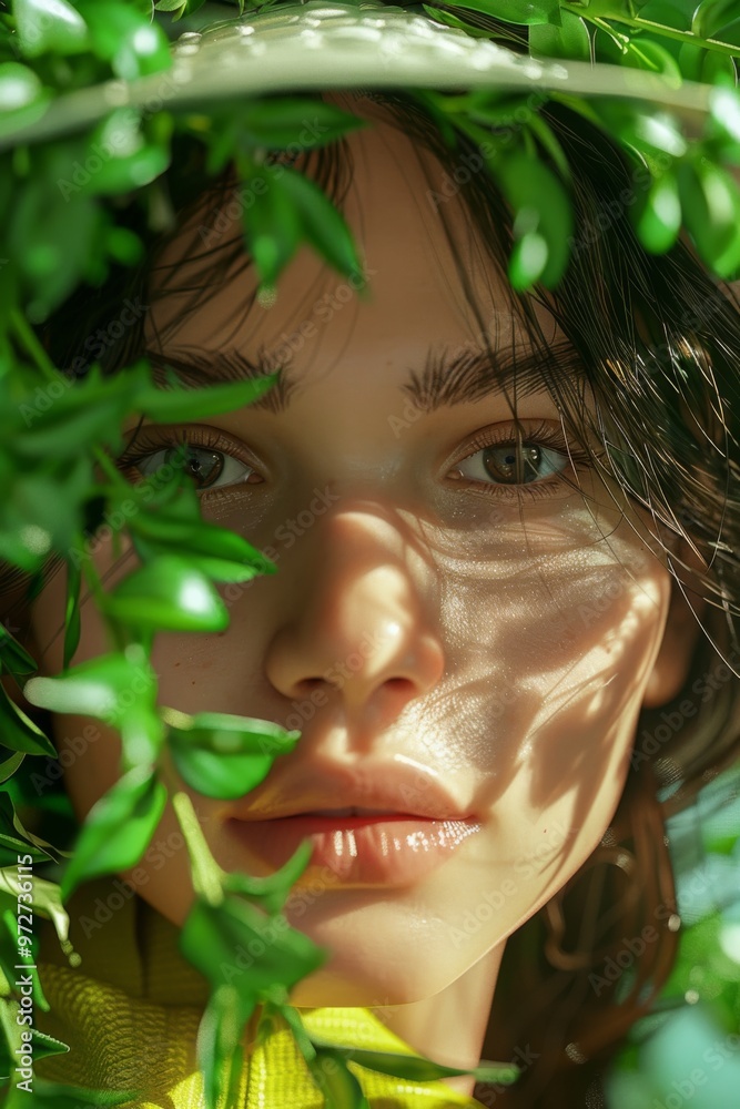 portrait of woman with green nature lover portrait of woman with green nature lover