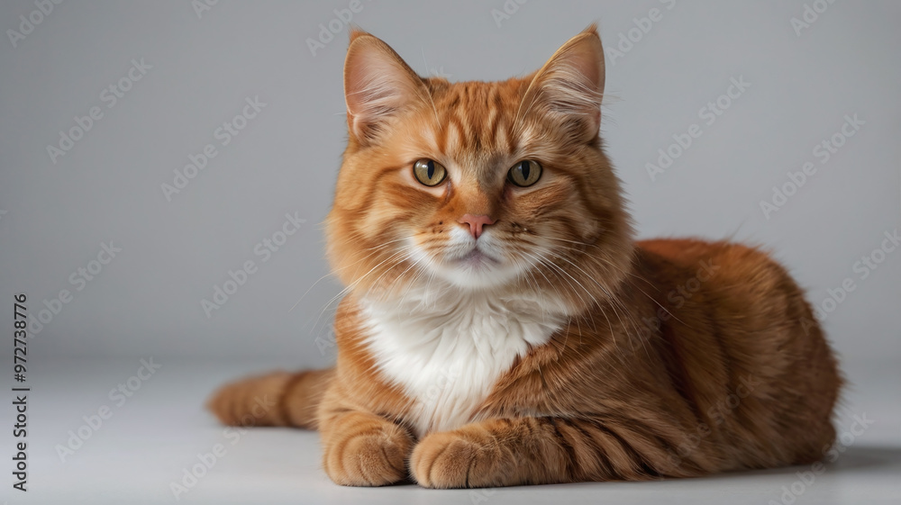Obraz premium Adorable Orange Cat with Cute Expression, Ginger Kitten Close-up