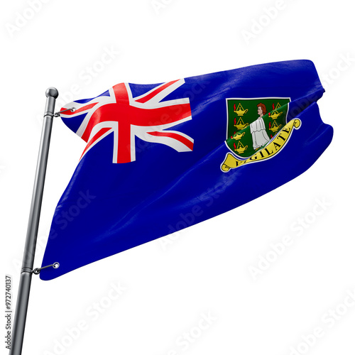 3D realistic flag of the British Virgin Islands with transparent background photo