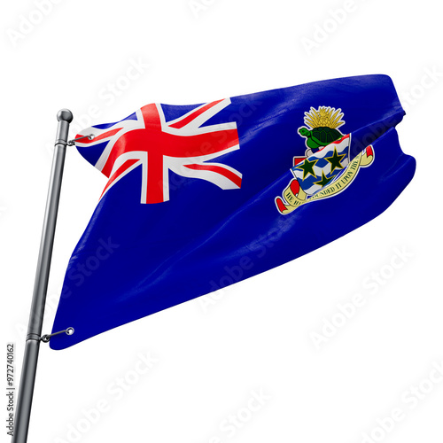 3D realistic flag of the Cayman Islands with transparent background photo