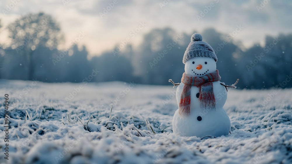 Obraz premium snowman on the snow , winter background