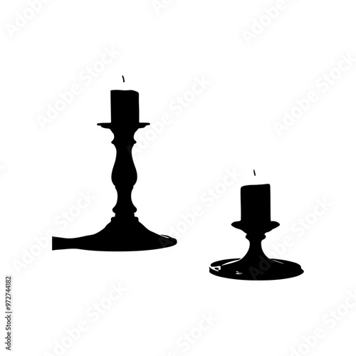 candle2 silhouette vactor black color silhouette solid white background photo