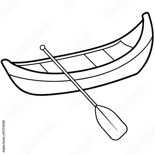 boat with paddle outline coloring book page line art drawing