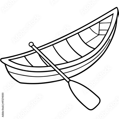 boat with paddle outline coloring book page line art drawing