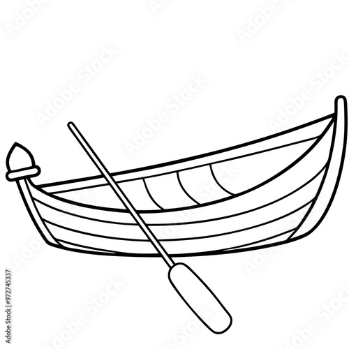 boat with paddle outline coloring book page line art drawing