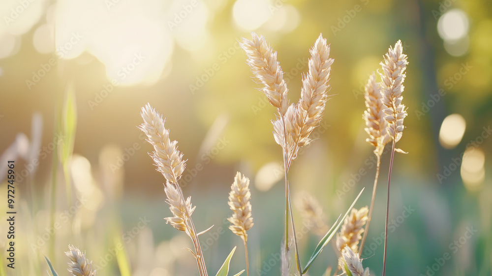 Golden wheat stalks basking in soft, warm sunlight create a serene and picturesque scene, capturing the peaceful essence of the countryside. Golden wheat stalks basking in soft, warm sunlight create a serene and picturesque scene, capturing the peaceful essence of the countryside.