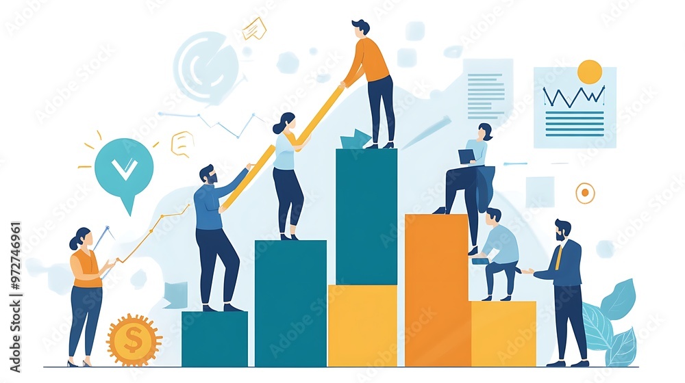 illustration of a group of friends helping each other illustration of a group of friends helping each other