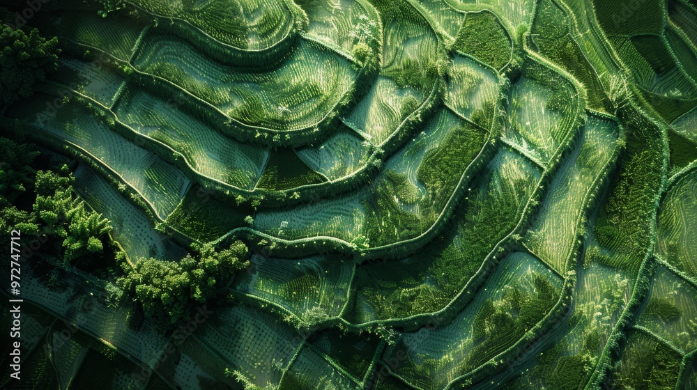 Obraz premium Lush Emerald Swirls Captivating Abstract Nature Texture and Pattern