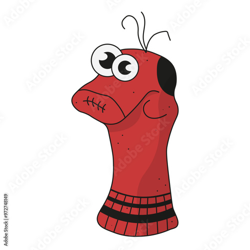 A Christmas sock in a poor family isolated transparent background. Weird funky scok toy template design. Vector illustration. Editable stroke. photo